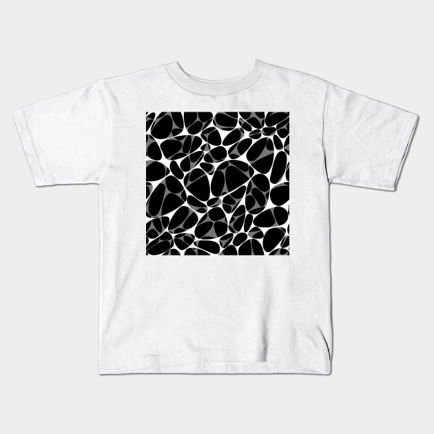 Monochrome pebble mix Kids T-Shirt by Avisnanna